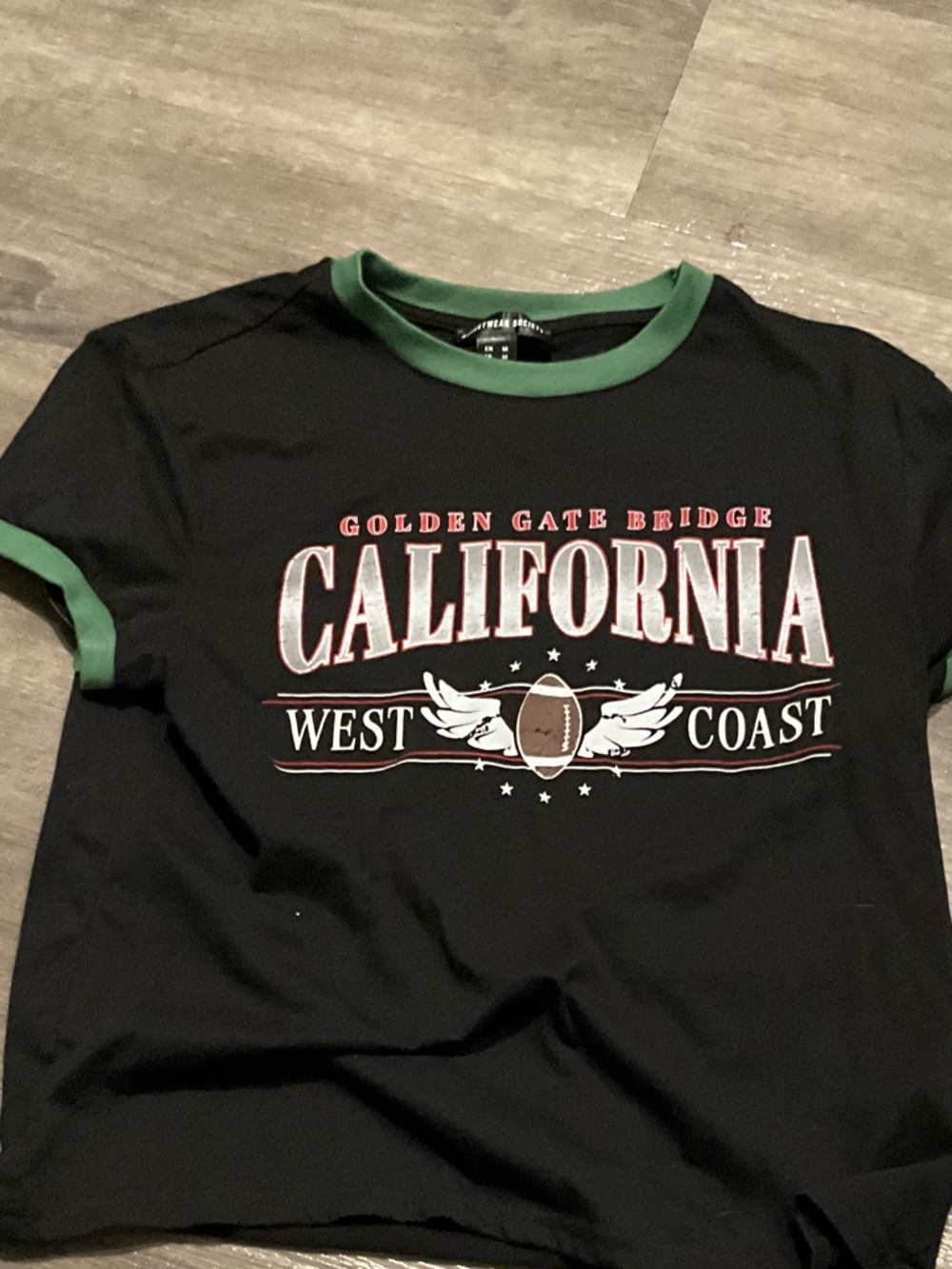 California Golden Gate Bridge Graphic Tee - Black with Green Trim